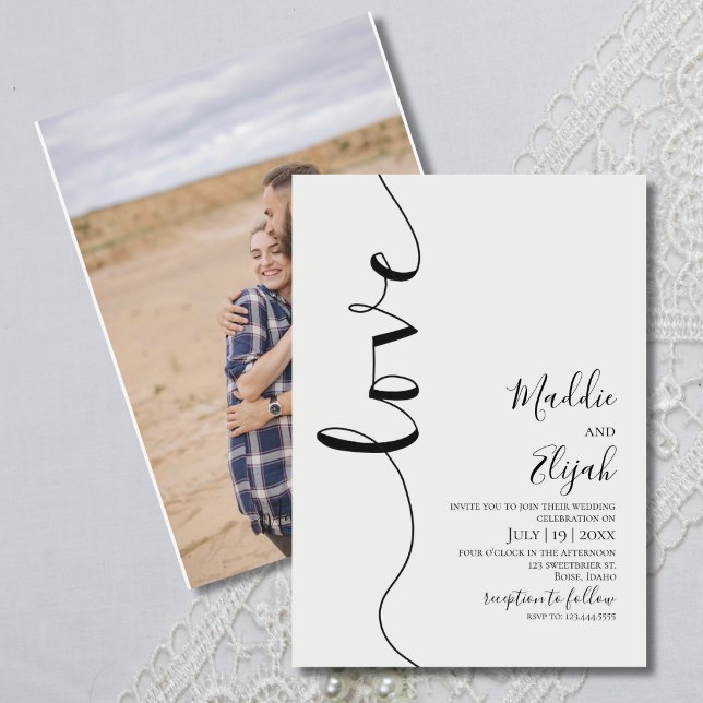 Wedding, Black & White Simple, Typography, Script, Invitation (Creator Uploaded)