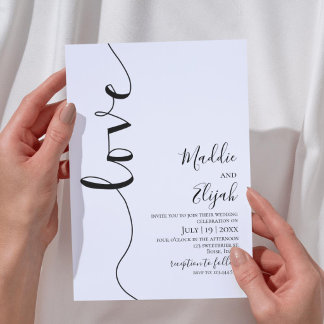Wedding, Black & White Simple, Typography, Script, Invitation