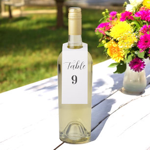 Wedding Black White Table Number Simple Bottle Tag