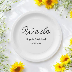 Wedding Black White We Do Script   Paper Plate
