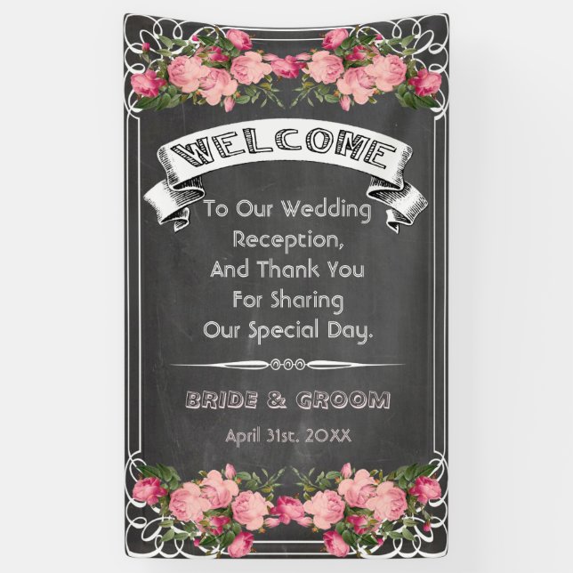 wedding blackboard banner,chalkboard wedding sign (Vertical)