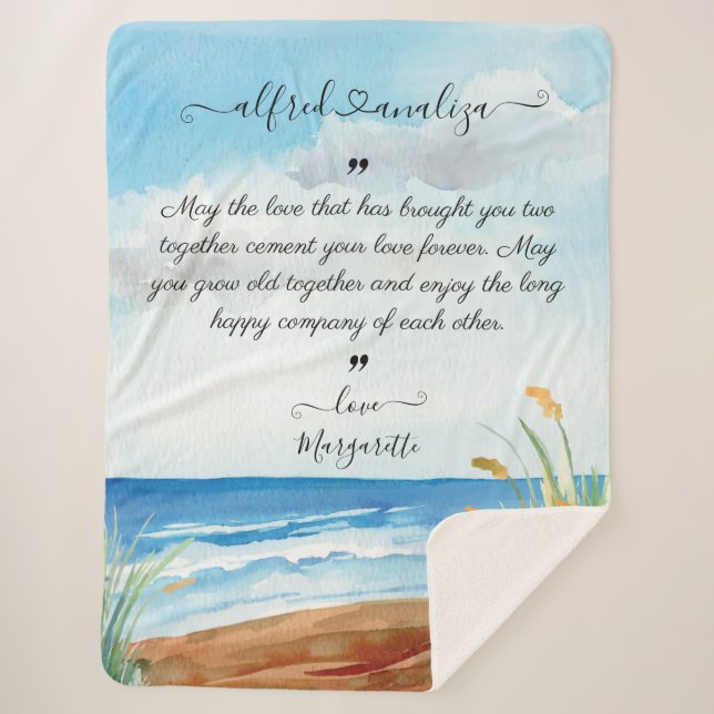 Wedding Blanket for Bride and Groom with Wishes  (Front)