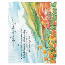 Wedding Blanket with Ocean, Blue Skies and Flowers