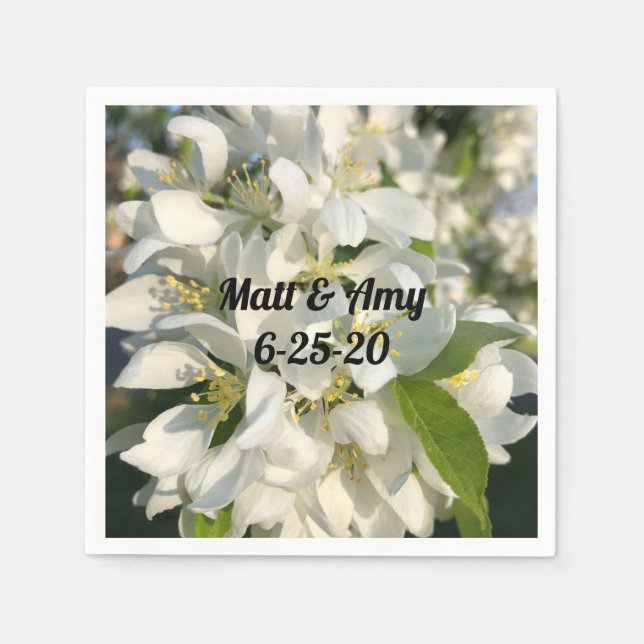 Wedding Blossoms Personalised Cocktail Napkin (Front)