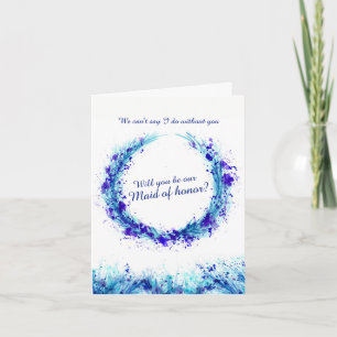 Wedding blue art will you be our maid of honour? invitation
