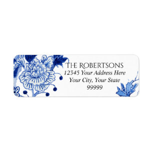 Wedding Blue Chinoiserie Floral Return Address