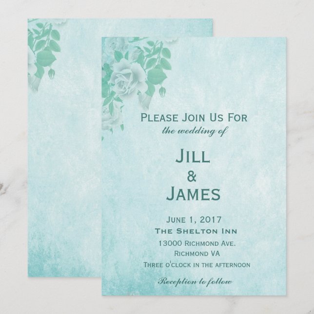 Wedding Blue Floral Invitation (Front/Back)