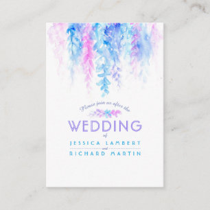 Wedding blue flower cascade info enclosure card