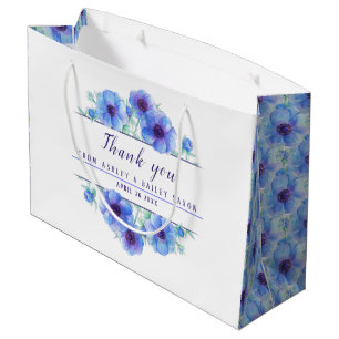 Wedding blue flowers thank you large gift bag