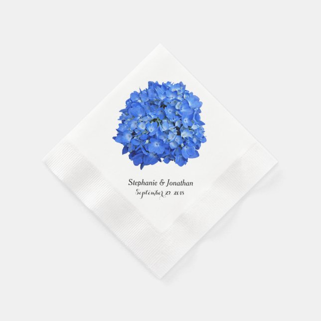 Wedding Blue Hydrangea On Point Napkin (Corner)