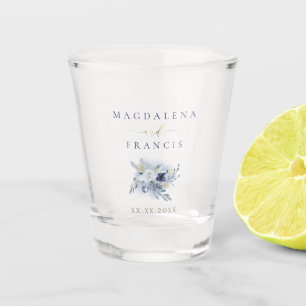 wedding blue roses shot glass