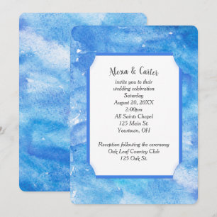 Wedding Blue Watercolor Abstract Invitation