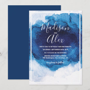 Wedding Blue Watercolor Invitation
