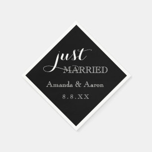 Wedding Blue White Simple Classic Just Married Napkin