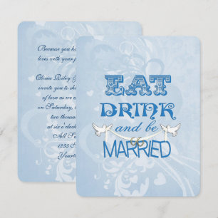 Wedding Blue with doves Invitation