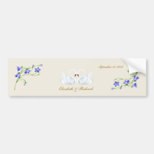 Wedding. Bluebells and swans Bumper Sticker