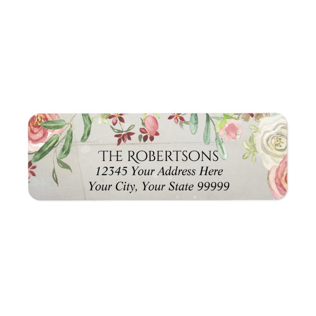 Wedding Blush Ivory Roses Wooden | Return Address (Front)