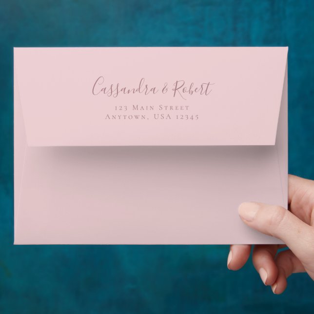 Wedding Blush Pink A7 5x7 Return Address Envelope (Hand)