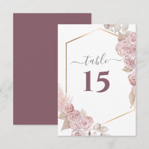 Wedding Blush Pink Floral GoldenTable Number RSVP Card