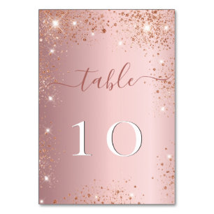 Wedding blush pink glitter dust elegant table number