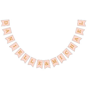 Wedding Blush Pink Golden Bride Groom Names Simple Bunting