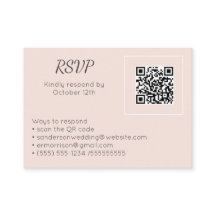 Wedding Blush Pink RSVP Online QR Code Photo 