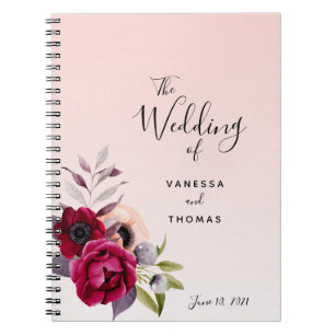 Wedding blush rose gold florals guest book