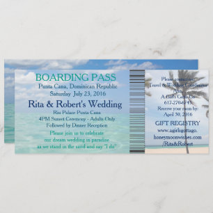 Wedding Boarding Pass Ticket Beach Destination Invitation