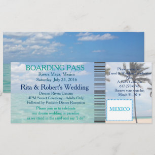 Wedding Boarding Pass Ticket Beach Destination Invitation
