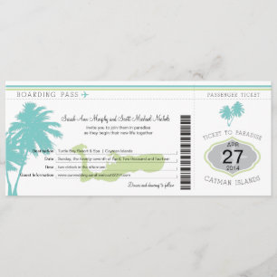 Wedding Boarding Pass to Cayman Islands Invitation