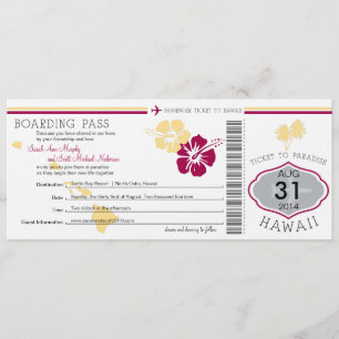 Wedding Boarding Pass to Hawaii Invitation