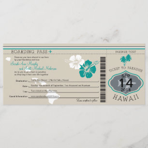 Wedding Boarding Pass to Hawaii Invitation