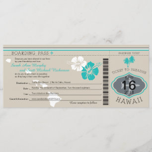 Wedding Boarding Pass to Hawaii Invitation