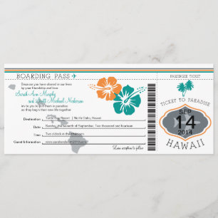 Wedding Boarding Pass to Hawaii Invitation