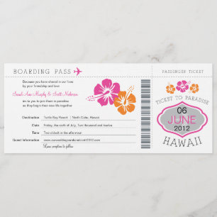 Wedding Boarding Pass to Hawaii Invitation
