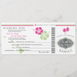 Wedding Boarding Pass to Hawaii Invitation