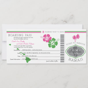Wedding Boarding Pass to Hawaii Save The Date