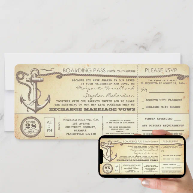 Boarding Pass Wedding Invitations With Rsvp Printable Boarding Pass Wedding Invitations With Rsvp Printable