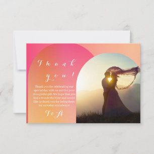 Wedding Boho Arch Photo Sunset Ombre Thank You Card
