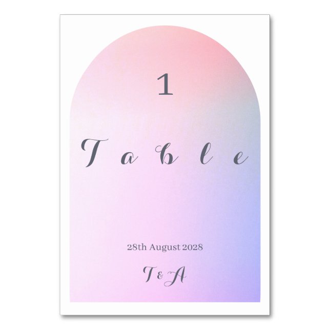 Wedding Boho Arch Pink Lilac Ombre Table Number (Front)