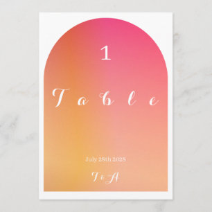 Wedding Boho Arch Sunset Ombre Table Number