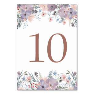 Wedding Boho Floral Wildflowers Table Number