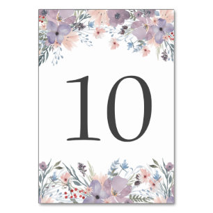 Wedding Boho Floral Wildflowers Table Number