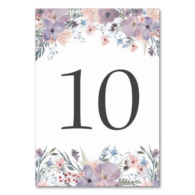 Wedding Boho Floral Wildflowers Table Number (Front)