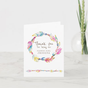 Wedding boho flower girl thank you card