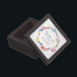 Wedding boho flower girl thank you gift box<br><div class="desc">Show your appreciation to your flower girls with this boho feather and beads watercolor thank you wedding gift box. Perfect to give with a token of your appreciation or to add to your favour bags as a gift on its own. Fashionable boho colourful shades of pink, aqua blues and golden...</div>
