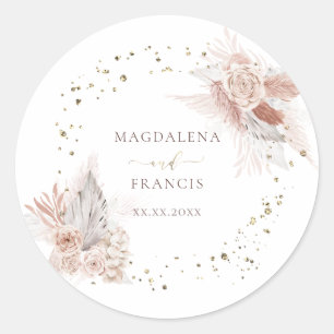  wedding boho flowers  classic round sticker