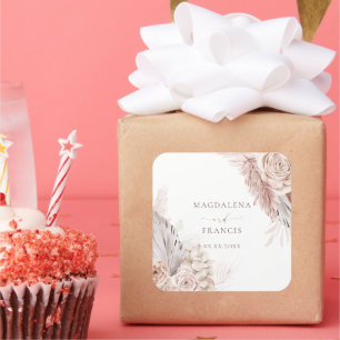 wedding boho flowers square sticker