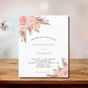 Wedding boho pampas grass rose gold budget flyer