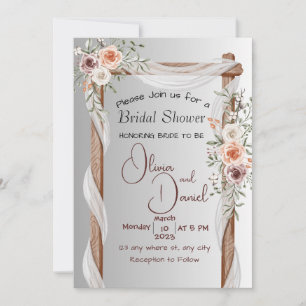 Wedding Boho Pink Peony Arch Frame Invitation